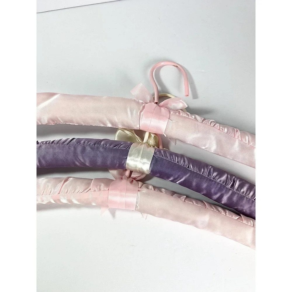 Satin padded hangers Pastel pink lavender Boudoir closet lingerie girly